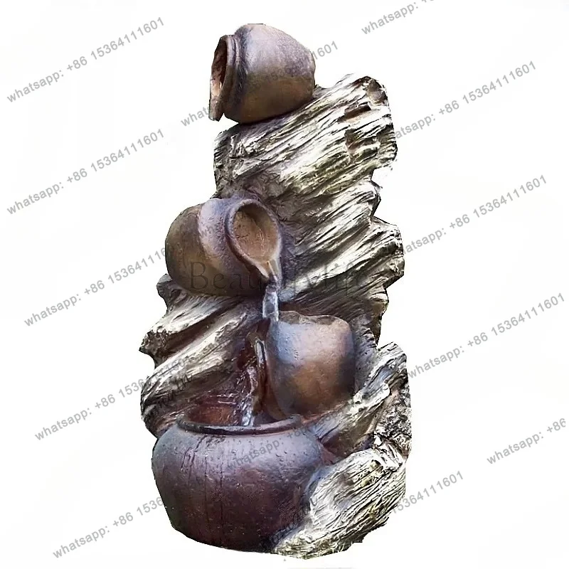 YJ Large European style garden decoration with flowing water ornaments, outdoor courtyard with multiple layers of jars