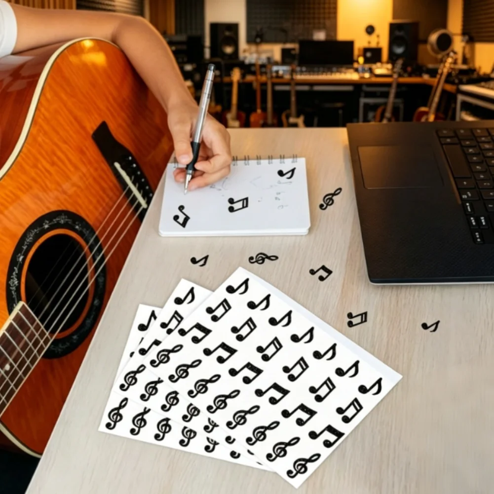 20 Sheet Music Stickers with Gold and Black Coloring for Teacher Led Reward Programs and Student Goal Setting Materials