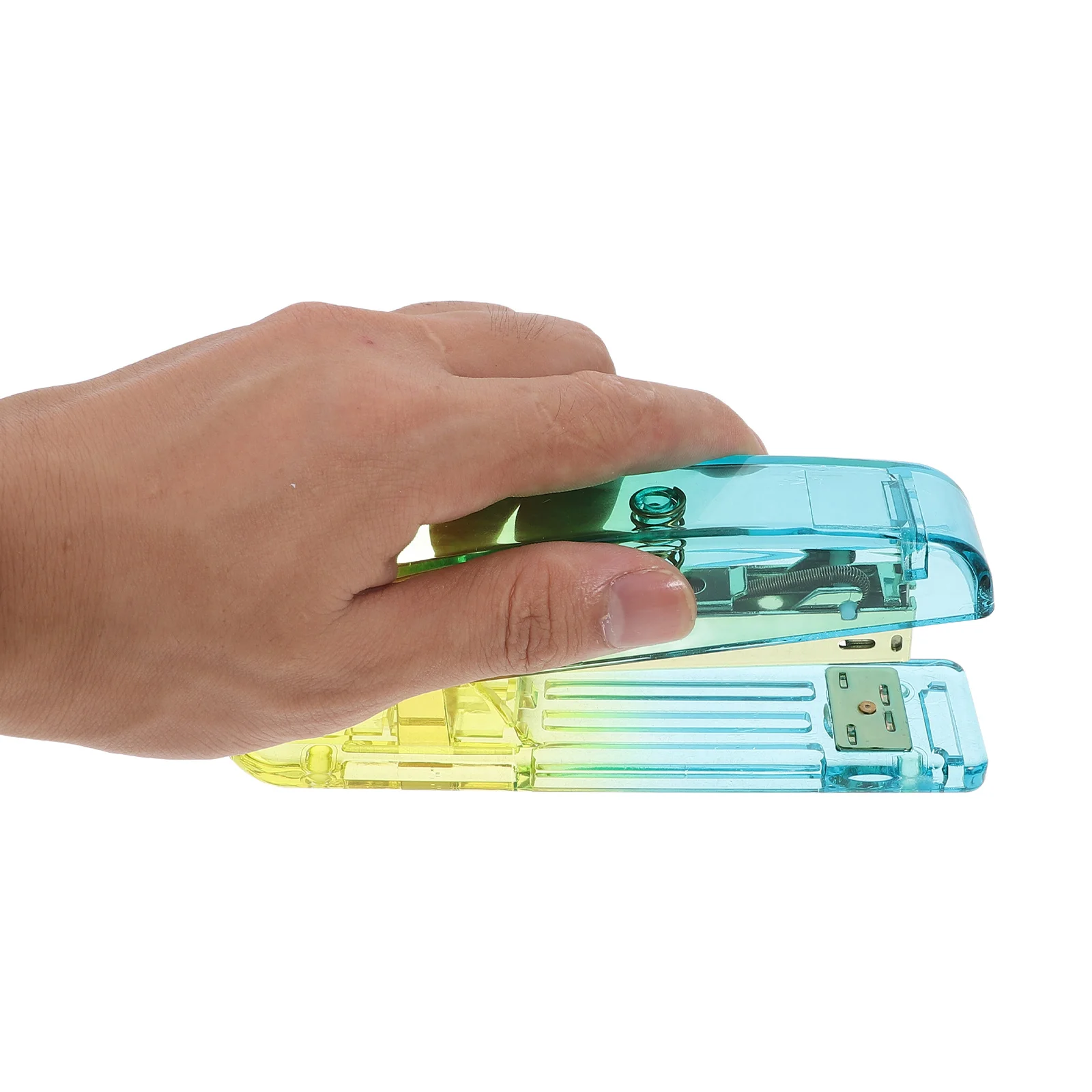 Blue Yellow Gradient Acrylic Stapler Modern Desktop Stapler for Office Home School Heavy Duty Handheld Stapling Machine Desk