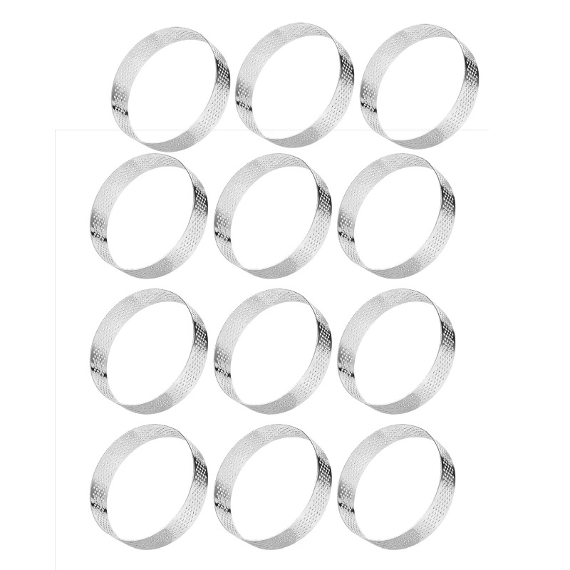 12 حزمة 6 سنتيمتر الفولاذ المقاوم للصدأ لاذع الدائري مقاومة للحرارة مثقب كعكة موس الدائري حلقة مستديرة أدوات الخبز دونات #1