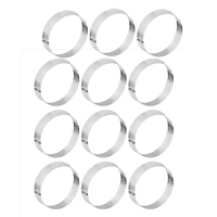 12 Pack 6Cm Stainless Steel Tart Ring Heat-Resistant Perforated Cake Mousse Ring Round Ring Baking Doughnut Tools