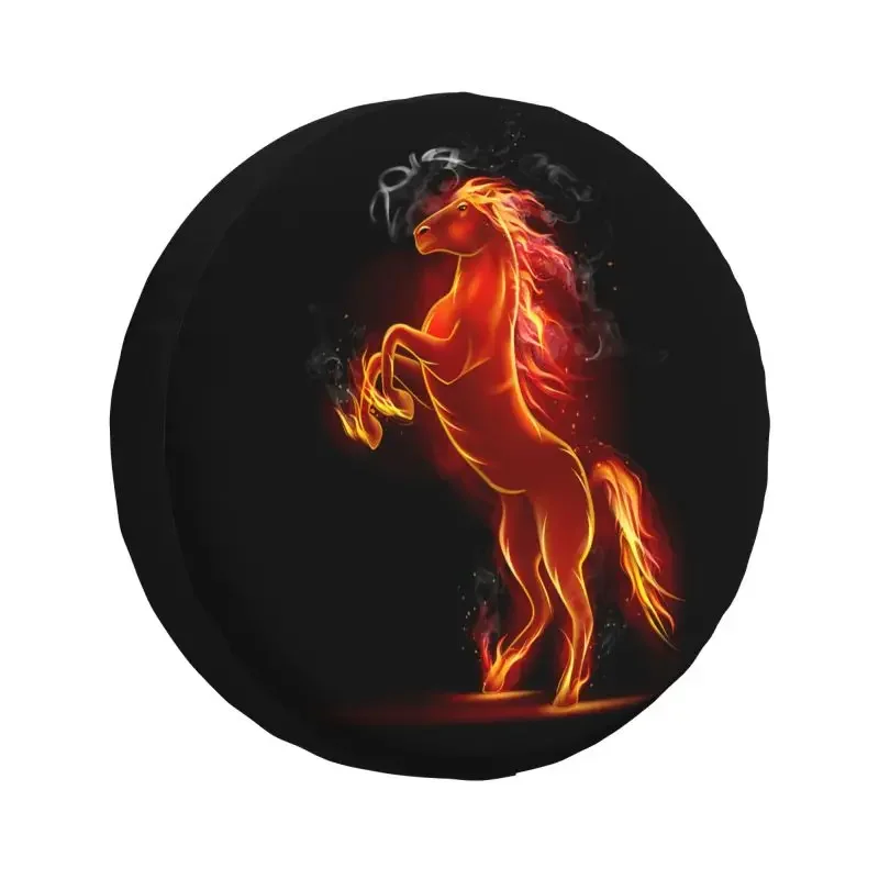 

Prancing Black Fire Horse Spare Tire Cover for Pajero Jeep RV SUV Trailer Car Wheel Protector Covers 14" 15" 16" 17" Inch