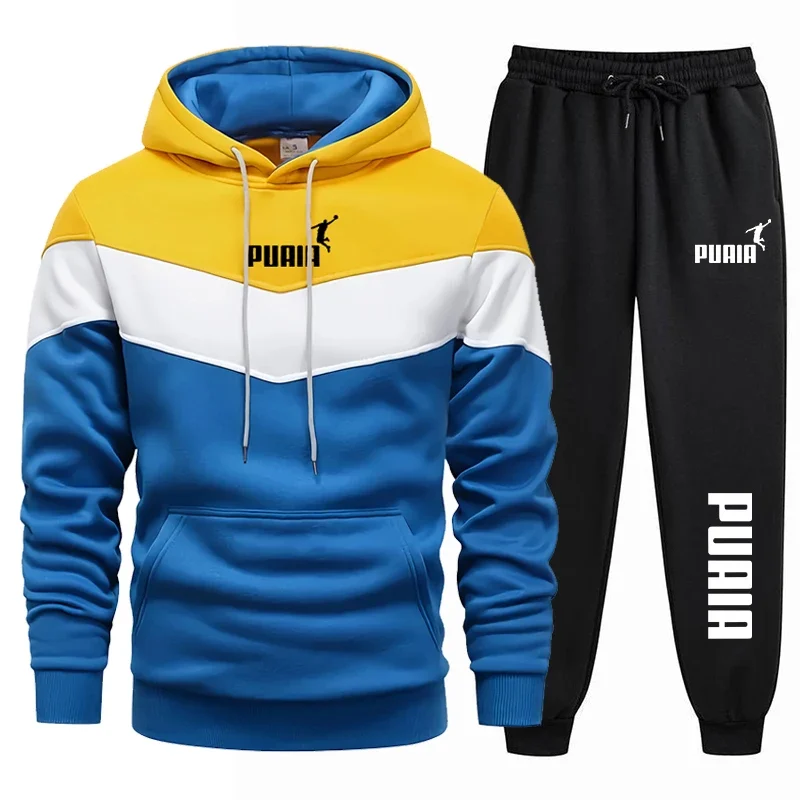 Trendy 2025 spring and autumn warm men's sportswear hoodie + pants 2 suits sportswear trend hip hop men's clothing