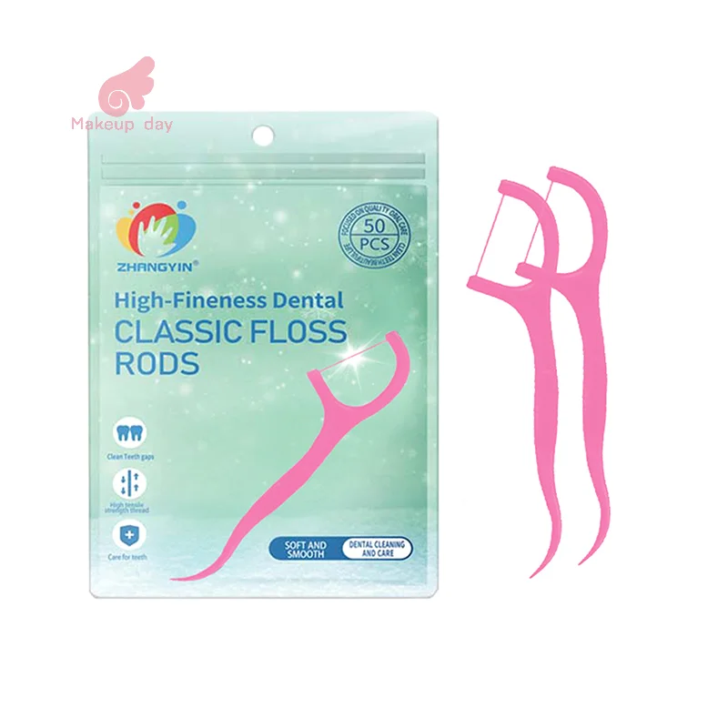 

50/100/200pcs Ultra-Fine Floss Strawberry Flavor Home Set Portable And Disposable Care Floss Rods Deep Cleaning For Oral Care