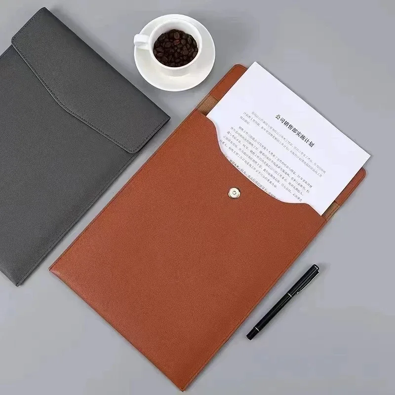 Waterproof Leather A4 Business Briefcase File Folder Document Paper Organizer Storage Bag School Office Stationery