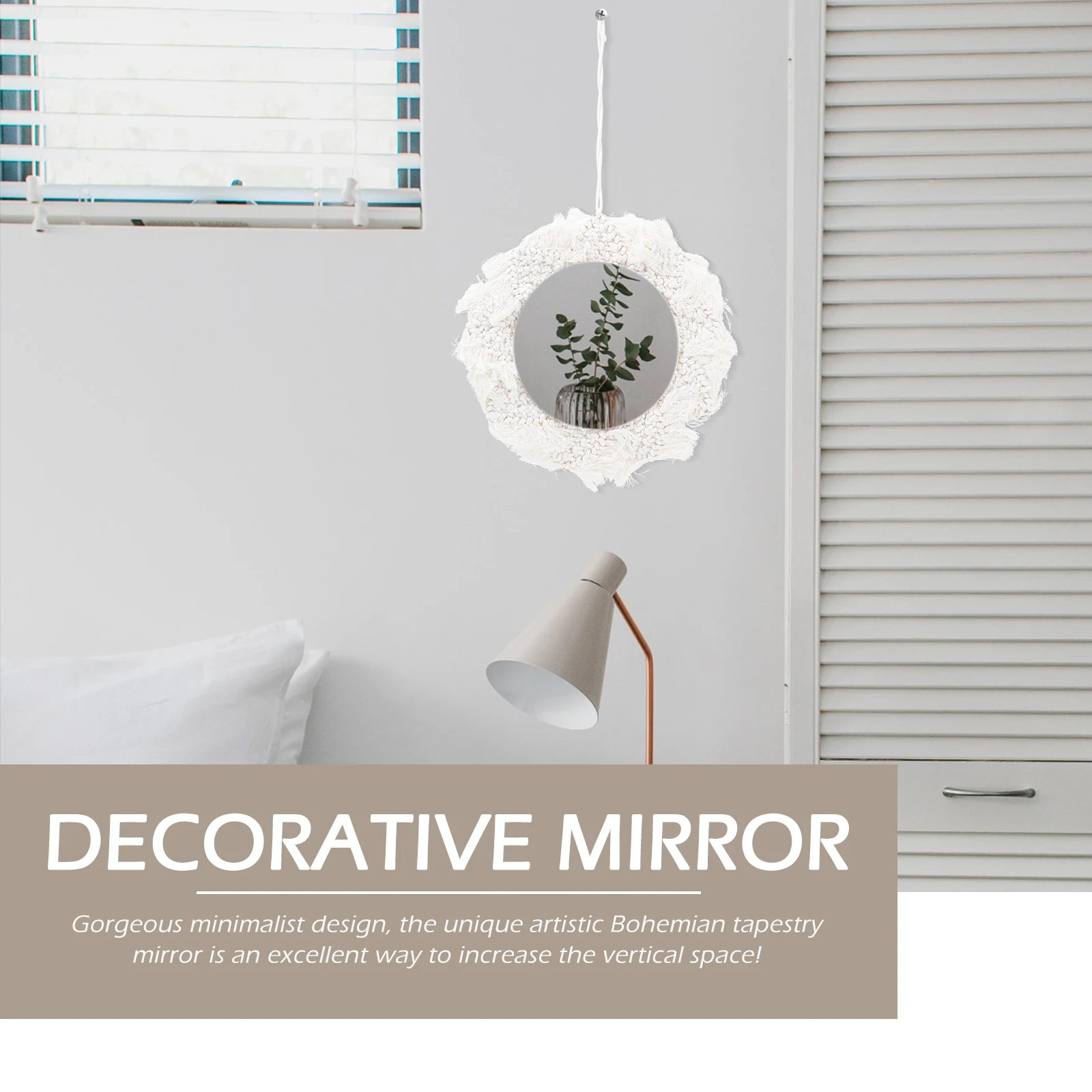 Cotton Glass Mirror Pendant Woven Tapestry Wall Art Decor Bedroom Living Room Elegant H made Bohemian Style Home Vertical Space