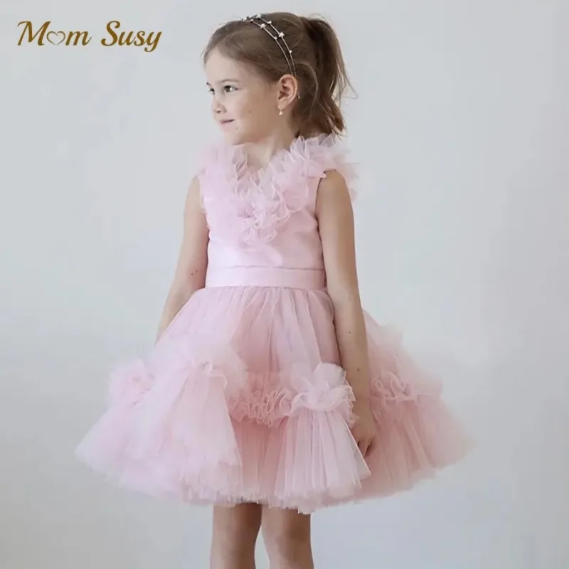 Baby Girl Princess Layered Tutu Dress Sleeveless Teens Child Ruffled Vestido Party Wedding Pageant Birthday Baby Clothes 8-12Y