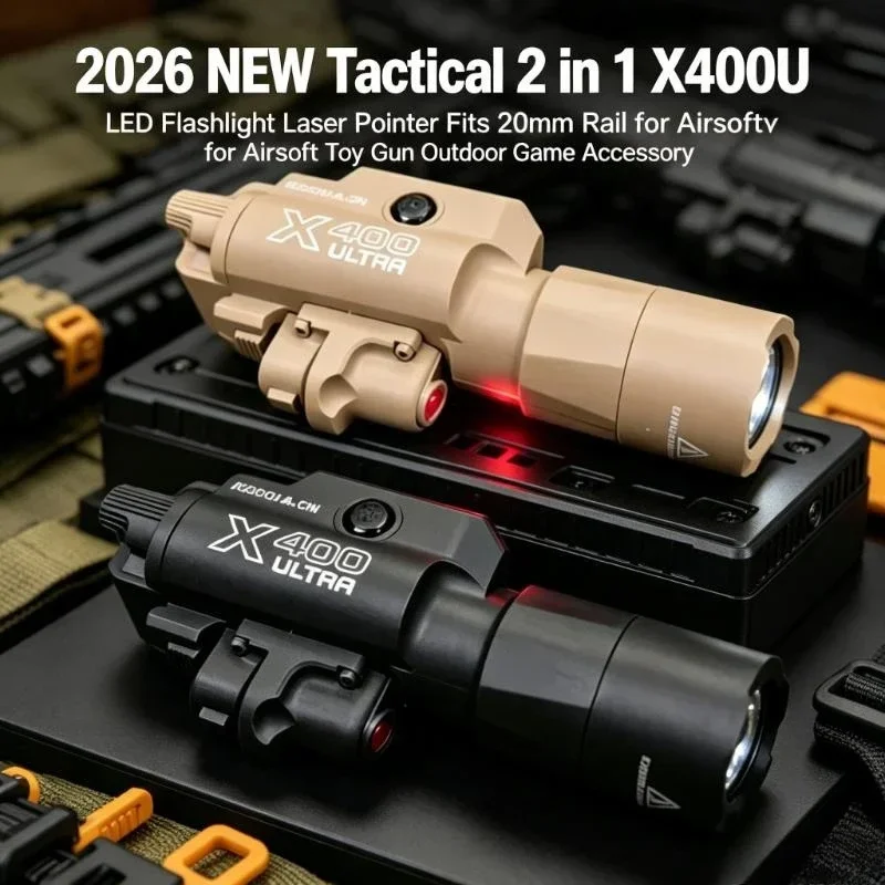 2026 NEW Tactical X400V Upgrade Dual Function 2 in 1 Laser Light Fits 20mm Picatinny Rail Toy Blaster Accessory