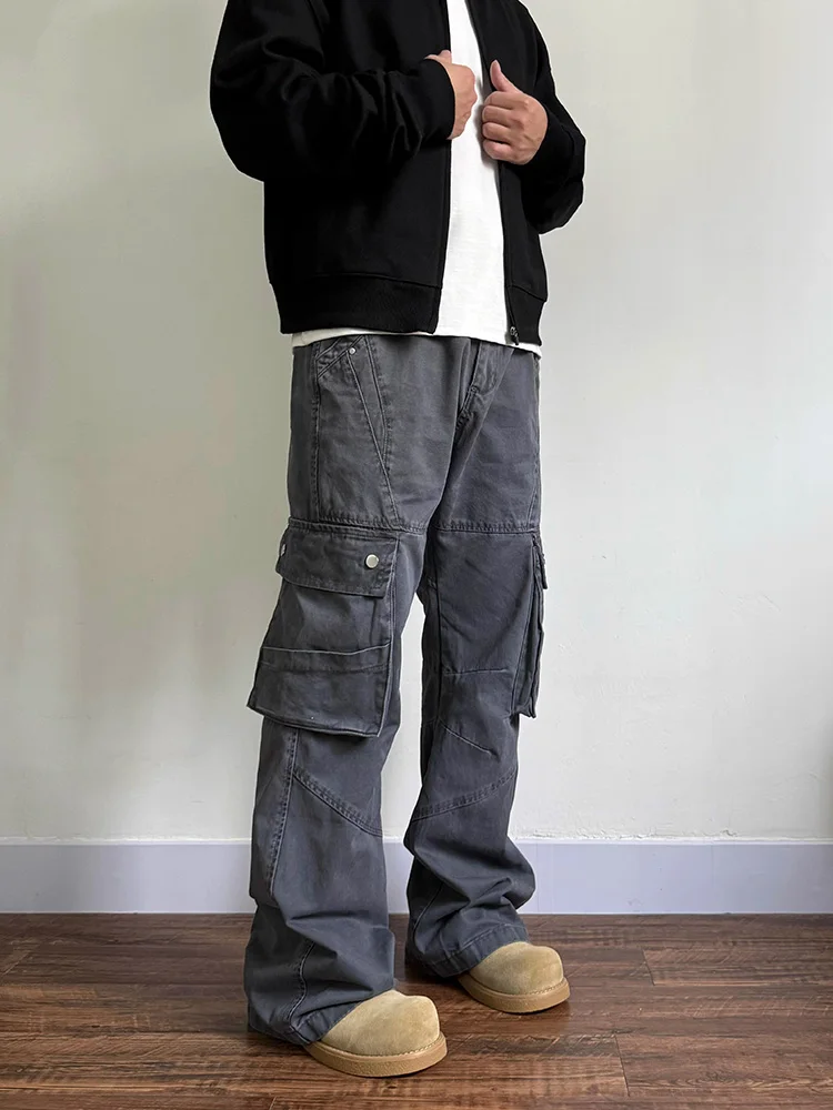 

American Decosition Design Men's Summer Faion Brand Waed High Street Casual Long Pants Multiple kets Workwear Trousers