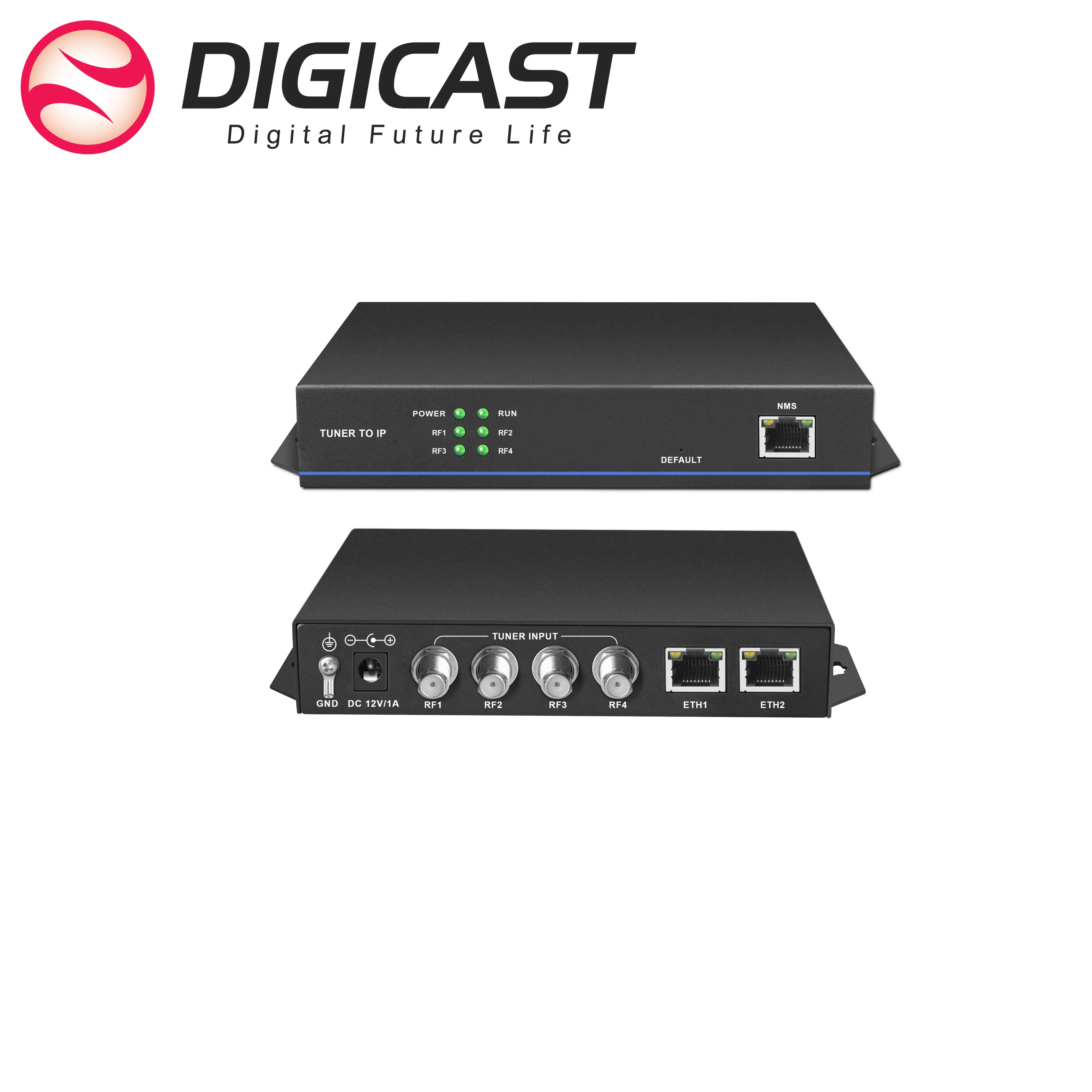 Digicast 4 channel FTA Satellite TV Receiver 4*DVB-S/S2 IP(SPTS) IPTV & OTT professional receiver