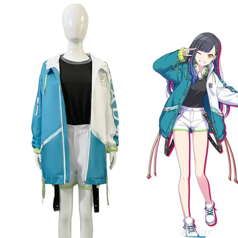 

2025 12 Wonderlands × Showtime Shiraishi, костюмы для косплея, красочное сценическое пальто, шорты с поясом, полный костюм, костюм для ролевых игр, парик