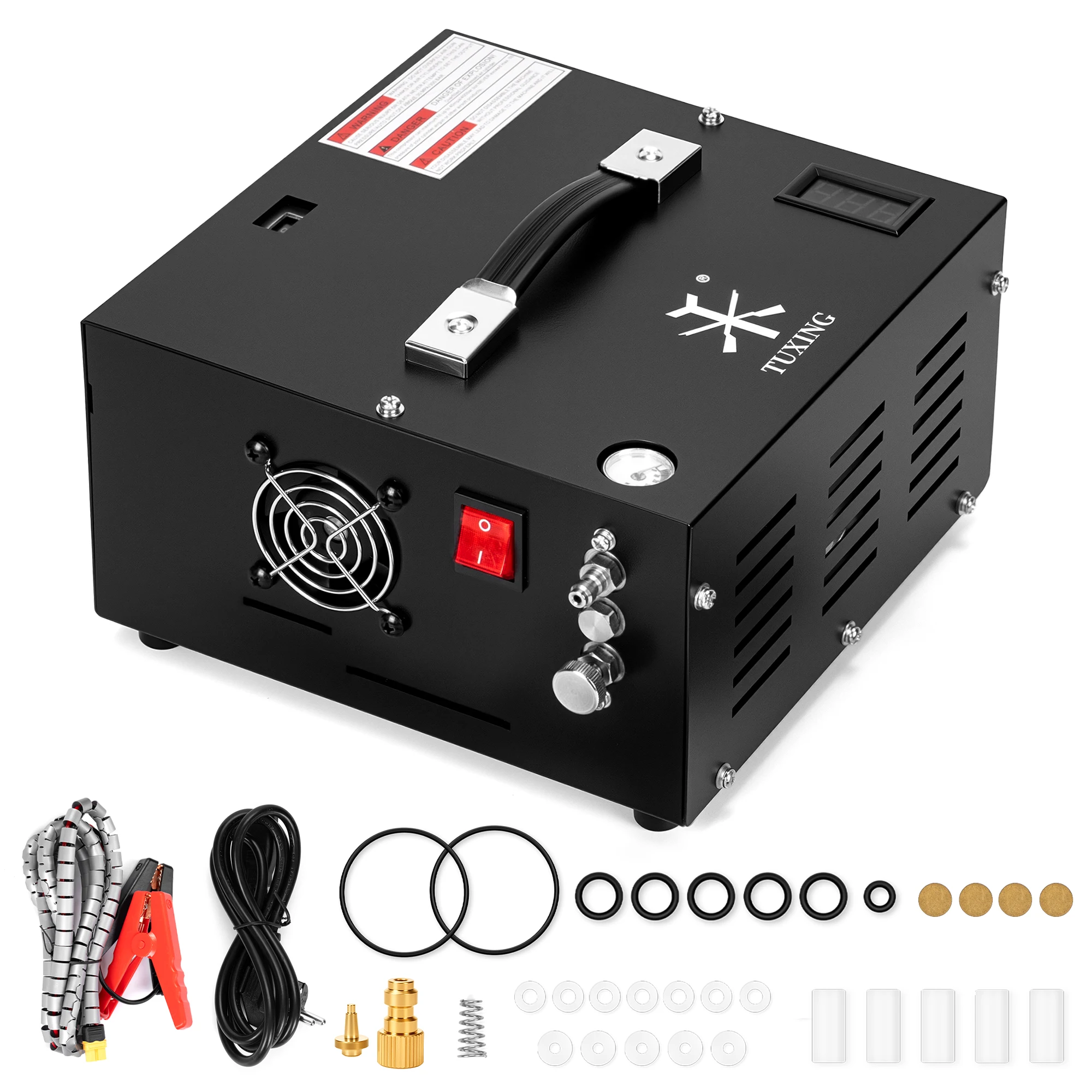 Compresseur d'air PCP TUXING 4500Psi 300Bar 30MPa avec transformateur intégré 110V/220V, pompe électrique haute pression à tension réglable pour armes à air comprimé et plongée sous-marine