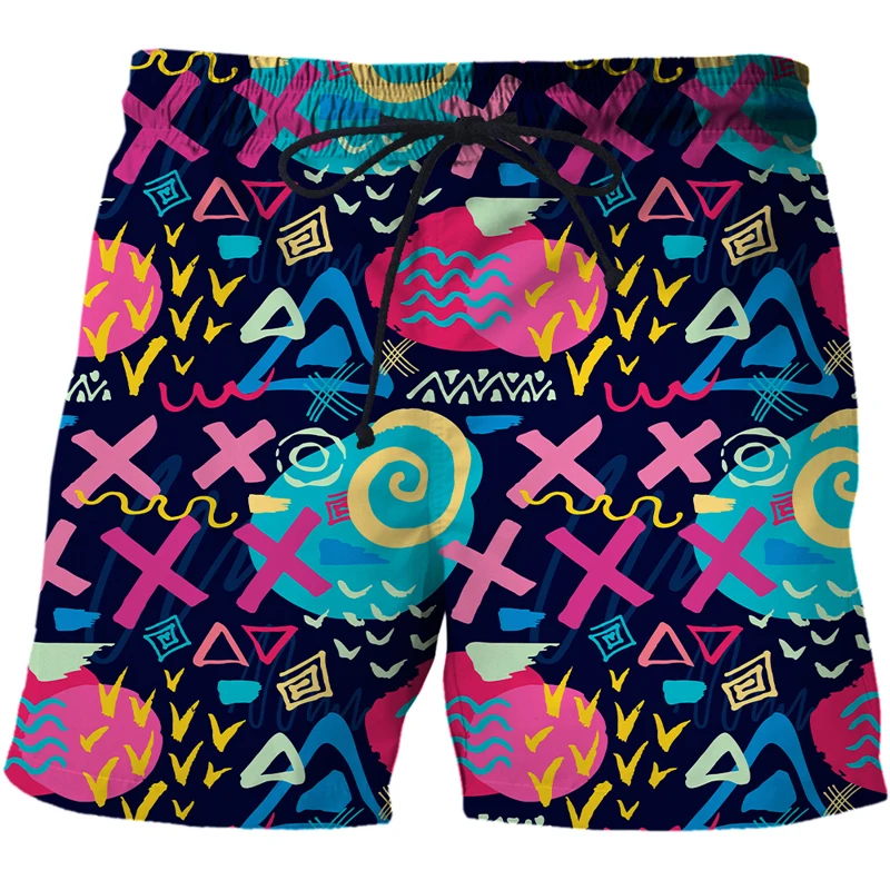 Hip Hop streetwear Men beach swim shorts men Plus Size Graffiti 3D Printed quick dry Board Shorts 2023 Summer Bermuda shorts