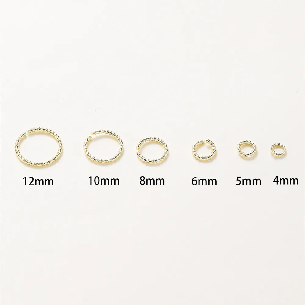 50Pcs 4-12mm 14K/18K Gold Plated Brass Round Twisted Open Split Rings Jump Rings Connector for DIY Jewelry Making Supplies