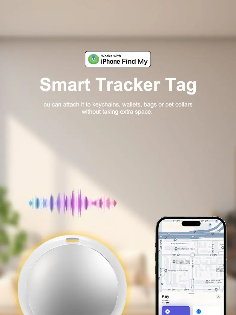 Anti-Verlust AirTag Smart Tag 4er-Pack, GPS-Tracker Kompatibel mit Apple iOS, Ortungsgerät für Schlüssel, Geldbörse, Auto, Haustiere – Detail 1