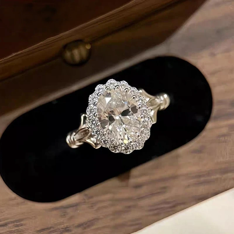 

Сертифицированный ремешок из стерлингового серебра S925 для женщин, свадебные украшения, овальные кольца бриллиантовой огранки gao, лабораторный подарок с бриллиантами