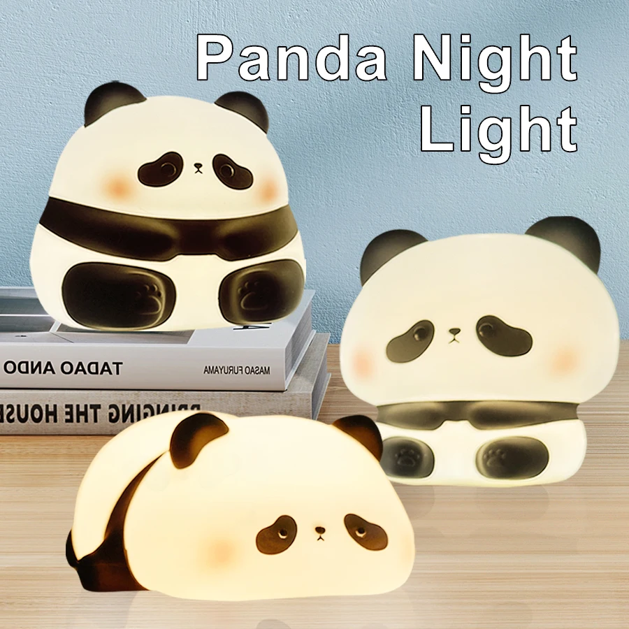 Panda Huahua TouTou USB Rechargeable Silicone Pat Lamp Creative For Children Birthday Gift Bedroom Bedside Sleep Night Light