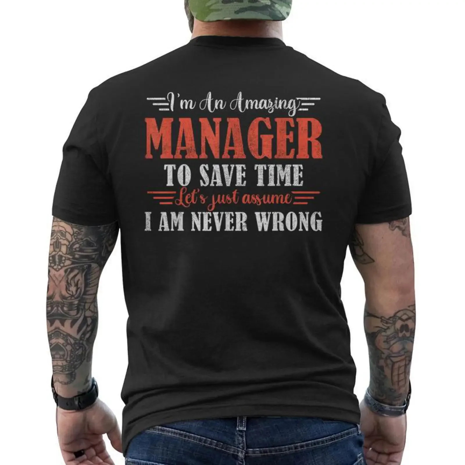Amazing Manager T shirt imprimé au dos Cadeauxyz vintage Washed Breathable Stylish Soft graphic Comfortable Casual