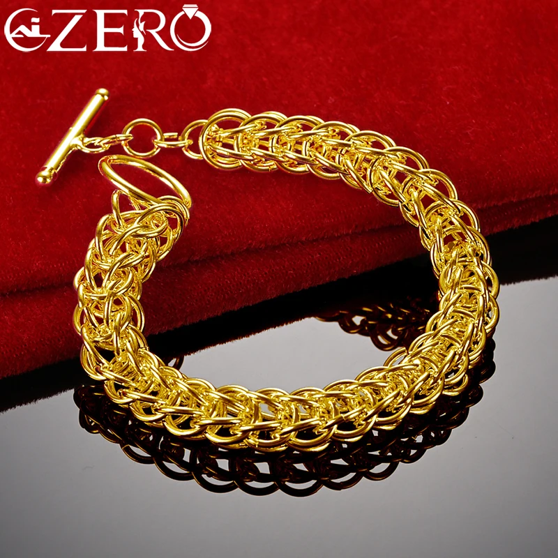 ALIZERO 18K Gold Multi Circle Bracelet Chain For Women Man Charm Wedding Party Fashion Jewelry Gifts