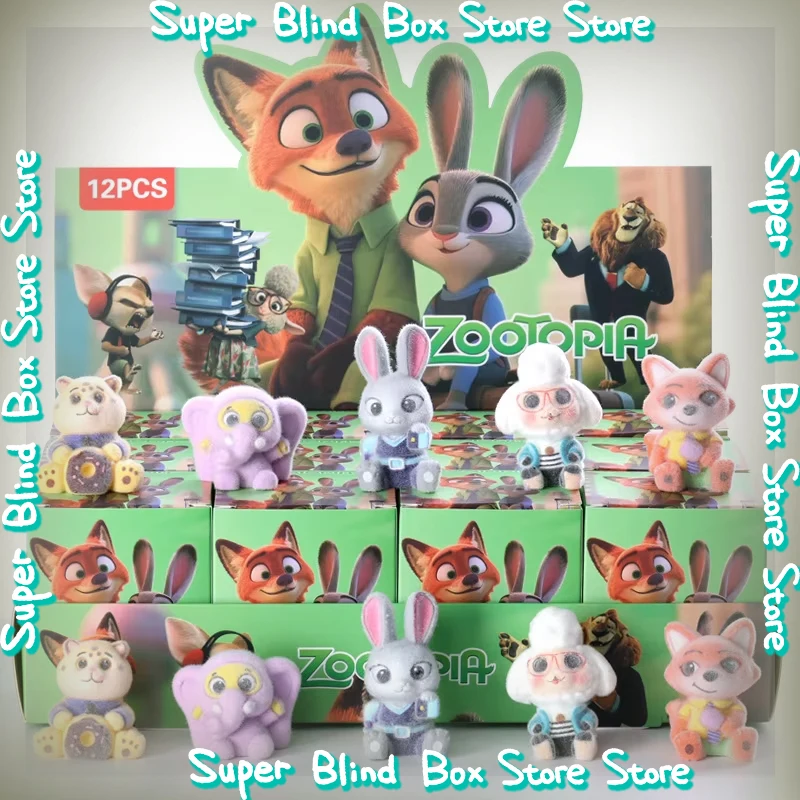 

Hot Disney Blind Box Zootopia Judy Hopps Nick Wilde Flocked Christmas Plush Doll Keychain Desktop Decor Birthday Surprise Gift