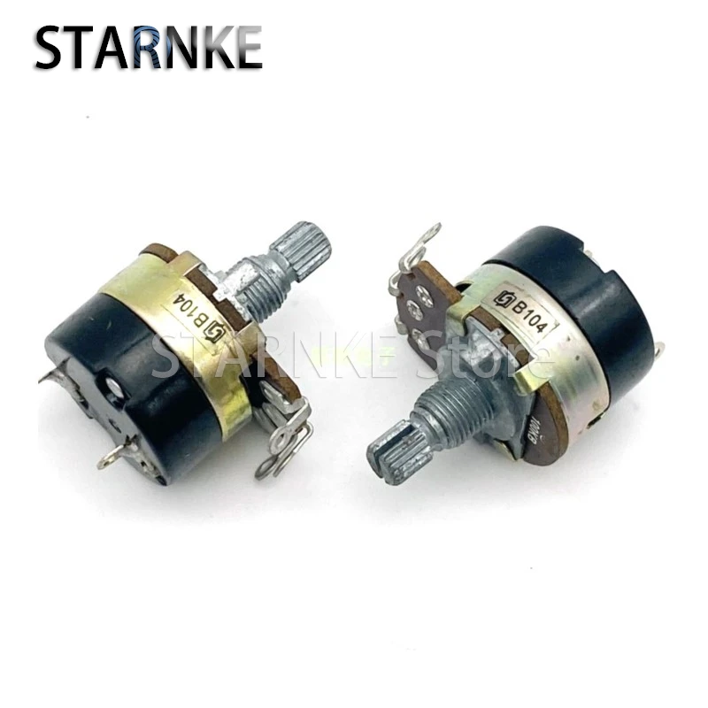 2PCS WH138 Type B100K Single Potentiometer With Rotary Switch B104 Speed Adjustment Desk Lamp Dimming Flower Shaft 15mm