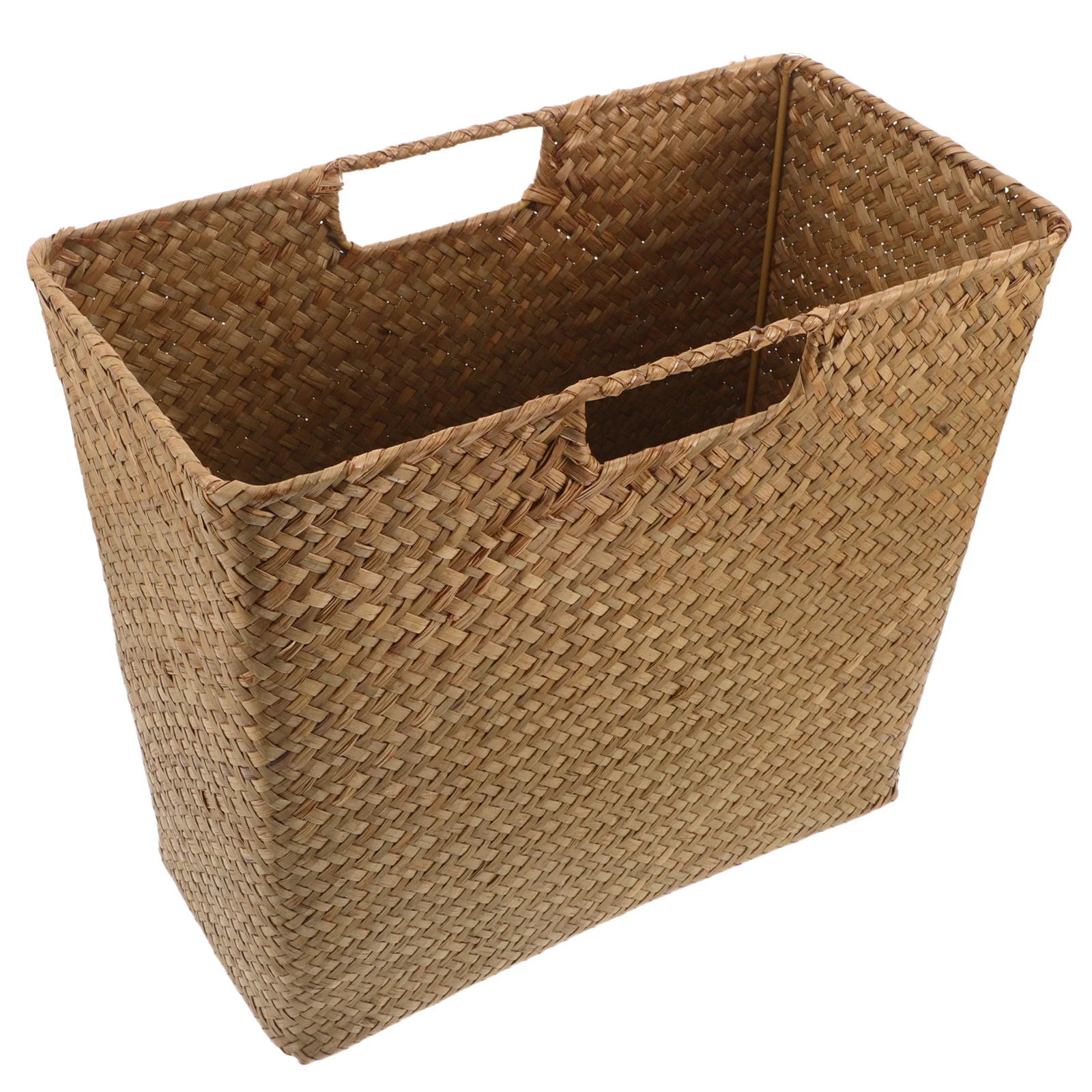 

Handwoven Seagrass Storage Bin 13.76x11.79x7.15in Dual Handle Woven Organizer for Sundries Bedroom Office Decor