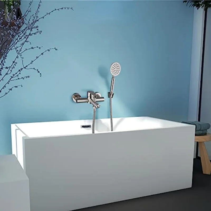 Wall Mount Bathtub Sink Faucet Tub Filler Extra Long Rotating Tub Spout Single Handle Valve Included Bathroom Basin Mixer Tap