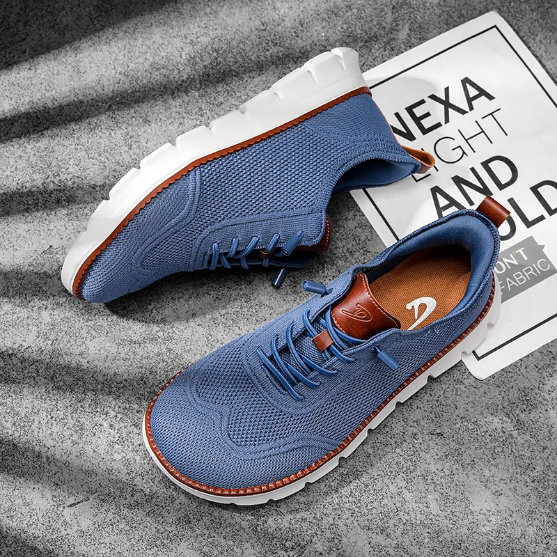 Summer large-sized wide-toe casual shoes with soft sole and anti-slip function for men, breathable Fly-Weave men's shoes