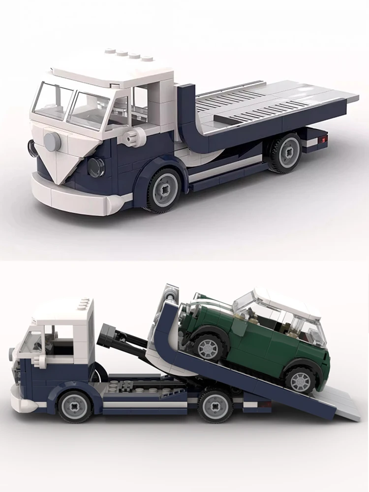 Bricklink Techniczny Samochód 10220 VW T1 Przyczepa Pasuje do Miniaturowego Ciągnika 6 Studs Szerokie Pojazdy Zestawy Klocków Zabawki dla Dzieci Prezent — 2