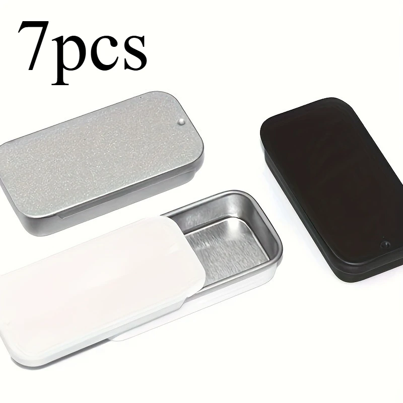 7pcs Small push-pull sliding lid boxes, exquisite small boxes for beauty creams, mini candy jars, tin plate container boxes