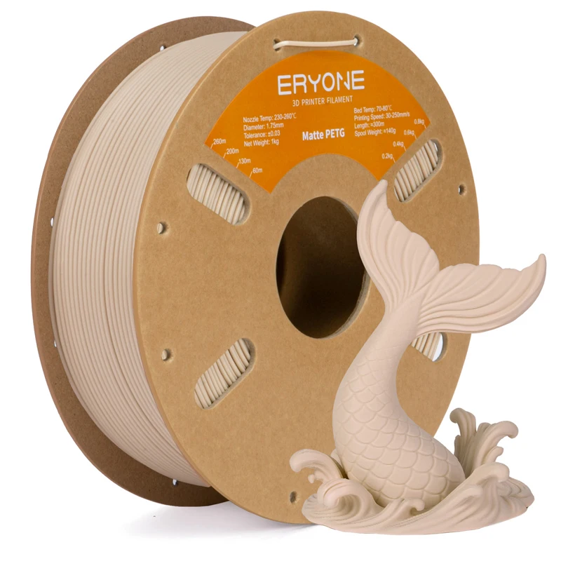 ERYONE 1KG PETG Mattes Filament 1,75mm, 3D-Drucker-Filament mit Matter Oberfläche, Starke Schicht-Haftung, 1kg Spule
