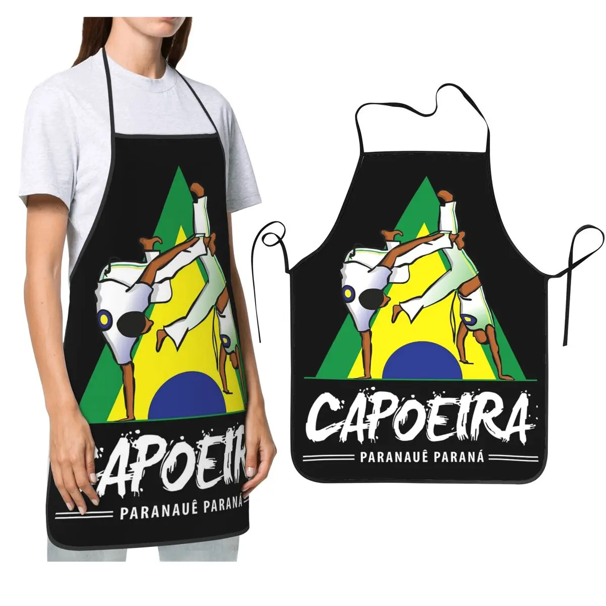 Capoeira Paranaue Avental Chef Cozinhar Tablier Sem Mangas Babador Limpeza de Cozinha Avental para Mulheres Homens Pintura