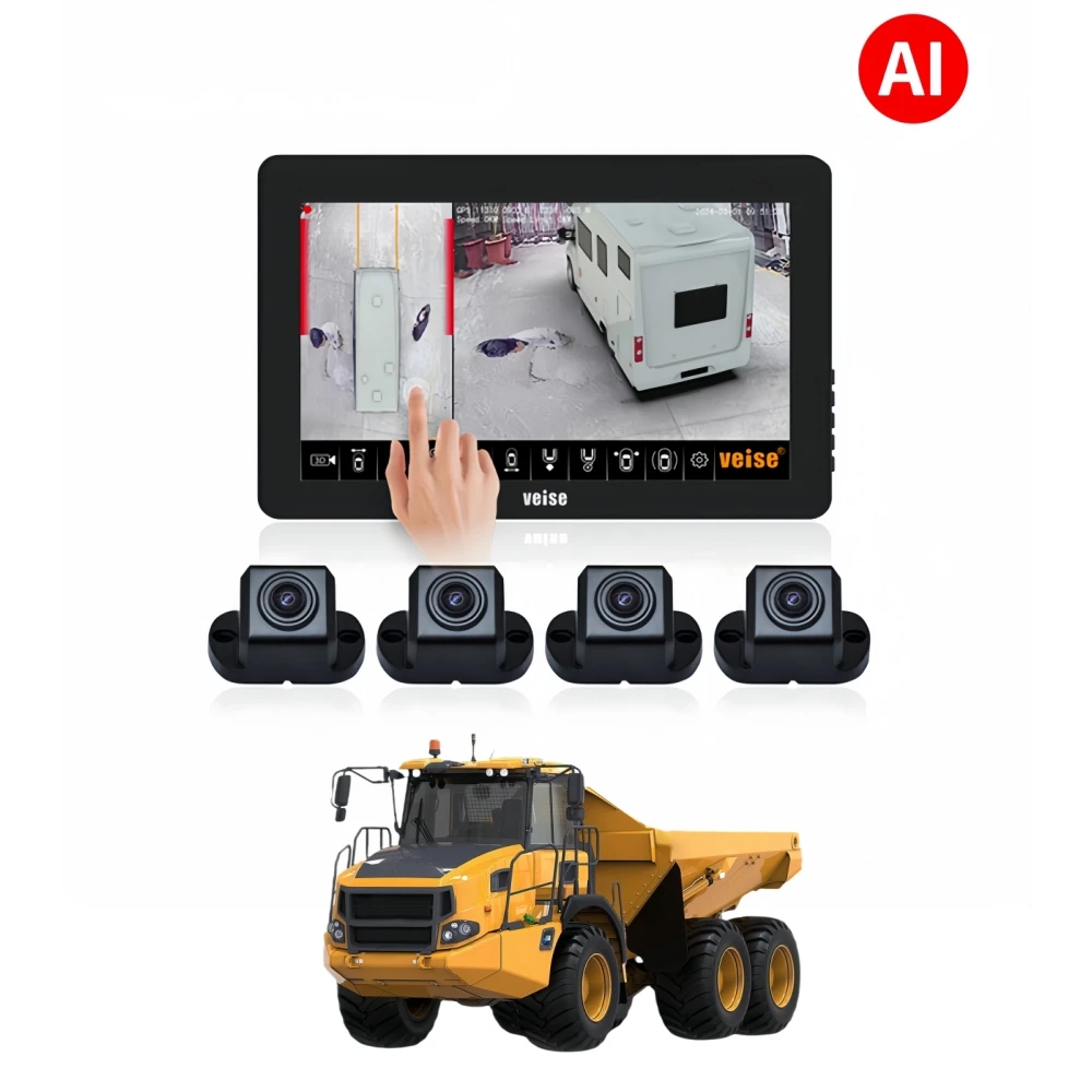 HD 1080P 360 Panoramic 3d Bird's-eye View Dash Camera With Recording For Heavy-duty Truck Articulated Dump Truck Drivers Safety