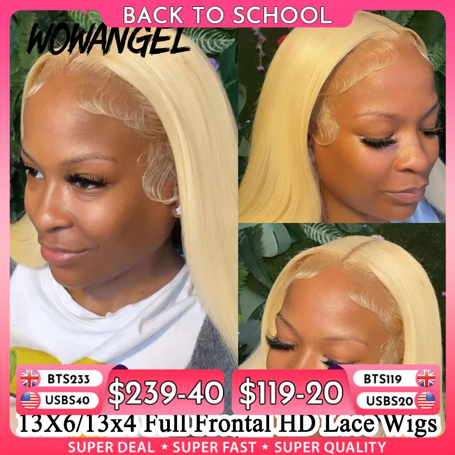 Wow Angel 613 HD-Spitze-Frontal-Perücke, 13 x 6, volle Spitze vorne, gerade Perücke, Echthaar-Perücke, vorgezupft, natürliche Kopfhaut, für Frau, ohne Kleber