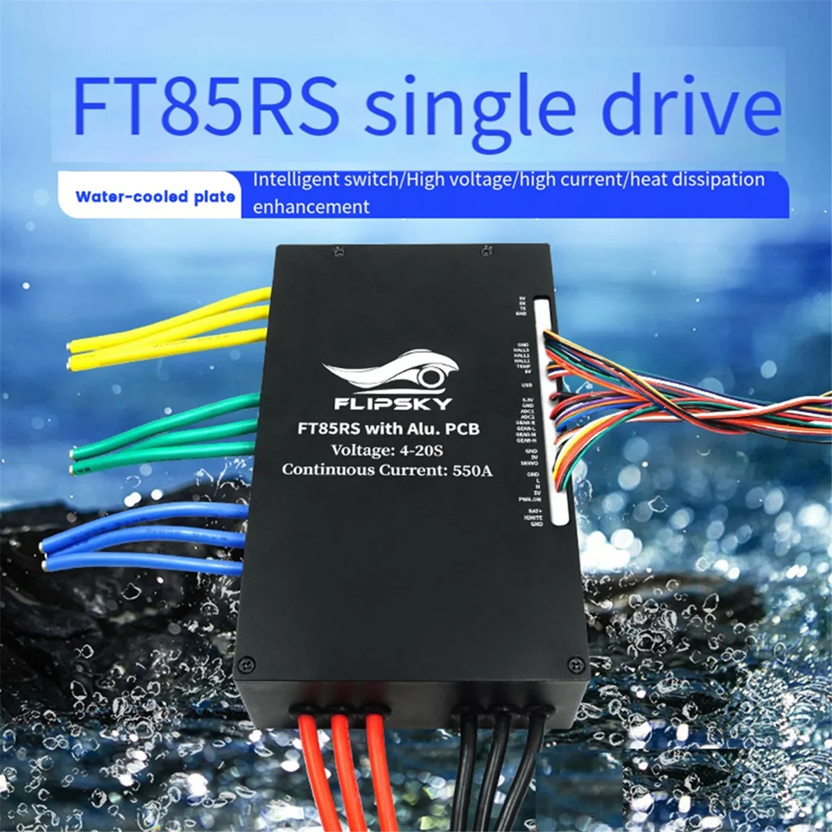 

【Спление цены】FLIPSKY FT85RS ESC 550A ESC с водяным охлаждением NON-VESC для электронного боевого робота, доски для серфинга, робота AGV