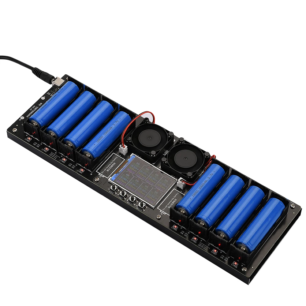 8 Channels 18650 Lithium Battery Tester DC Port 2.4-inch Color Screen Digital Battery Power Detector Module DC5V 10A Tester