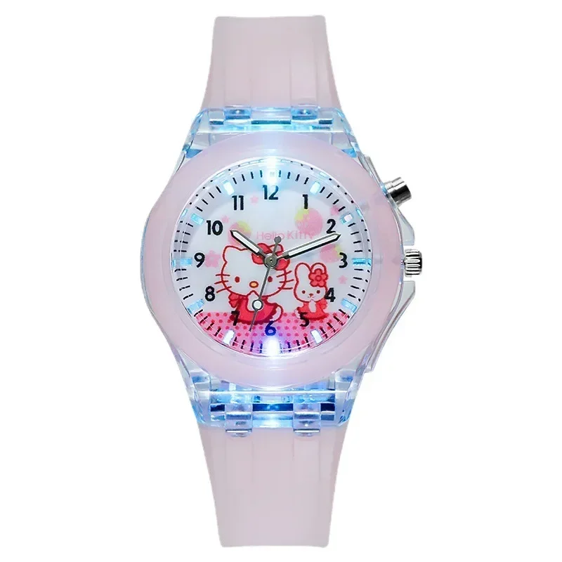 MINISO Sanrio Hello Kitty Children\'s Watches Kawaii Melody Cinnamoroll Student Children LED Luminous Bracelet Watch Kids Gifts