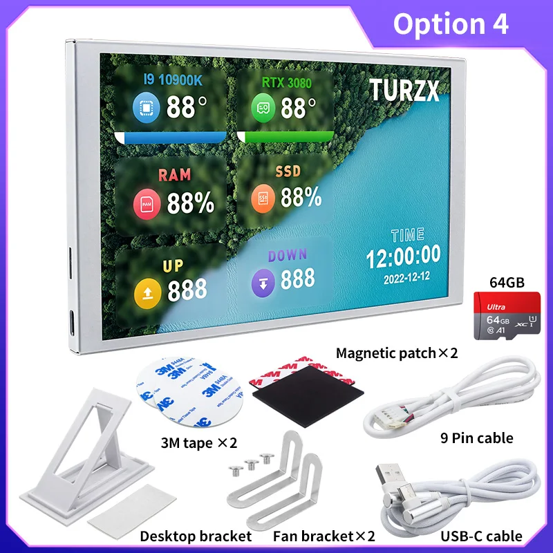 TURZX 8 Inch Secondary Screen 1280x800 IPS Smart LCD CPU GPU RAM