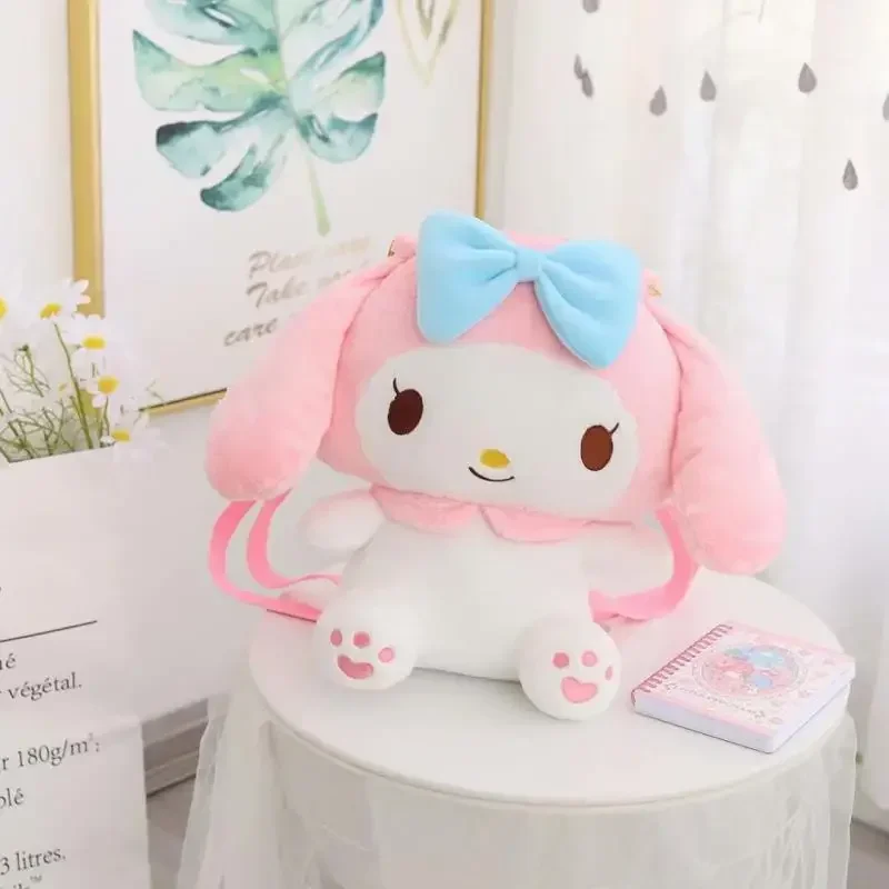 Sac à dos Sanurgente My Melody en peluche pour filles, sac à dos de dessin animé, mignon, doux, Kuromi Cinnamoroll, cadeau pour petite amie, enfant