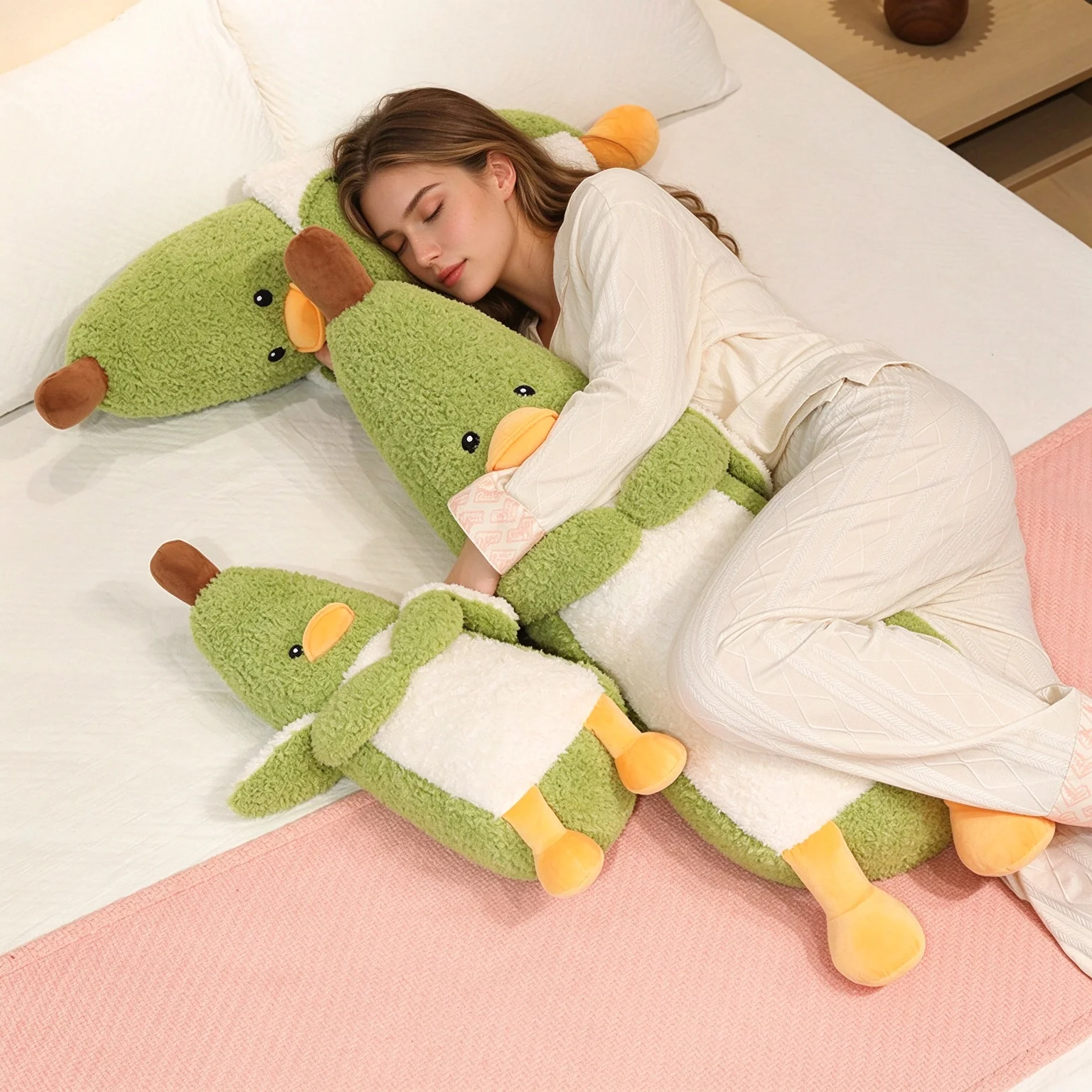 Green Duck Plush Toys Adorable Stuffed Animal Banana Hug Duck Sleeping Companion Dolls Happy Birthday Party For Gifts