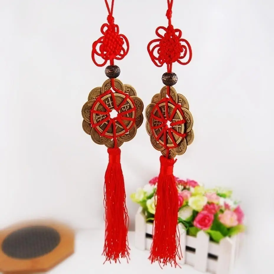 1 Pcs Feng Shui Mystic Knot Chinese Lucky Coins Wall Hanging Home Decor Wealth Career Health Cures Lucky Charm Amulet
