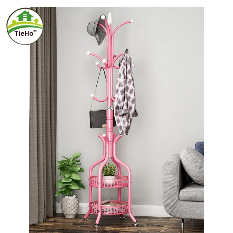 Living Room Iron Coat Rack Floor Standing Large-capacity Clothe Storage Organizer Bedroom Storage Shelf With Hook Home Furniture