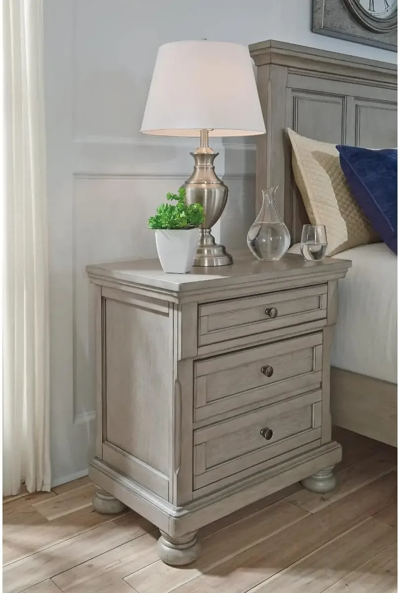 for Signature Design by Ashley Lettner Modern Traditional 2 Drawer Nightstand, Light Gray