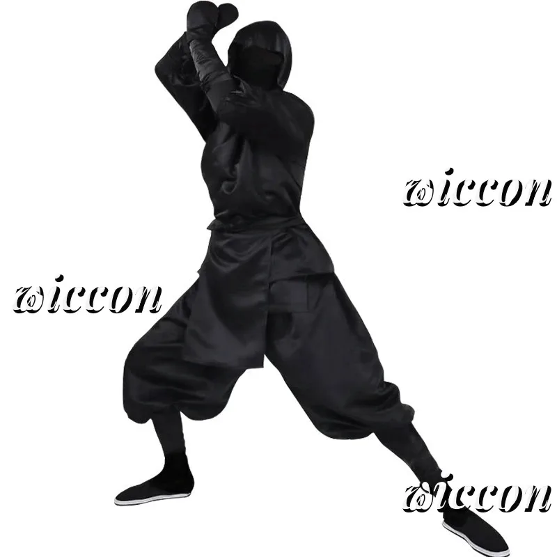 اليابانية النينجا تأثيري حلي الكبار الساموراي الخيال كيمونو مقنعين الأسود الزي الرسمي هالوين كرنفال حفلة البدلة