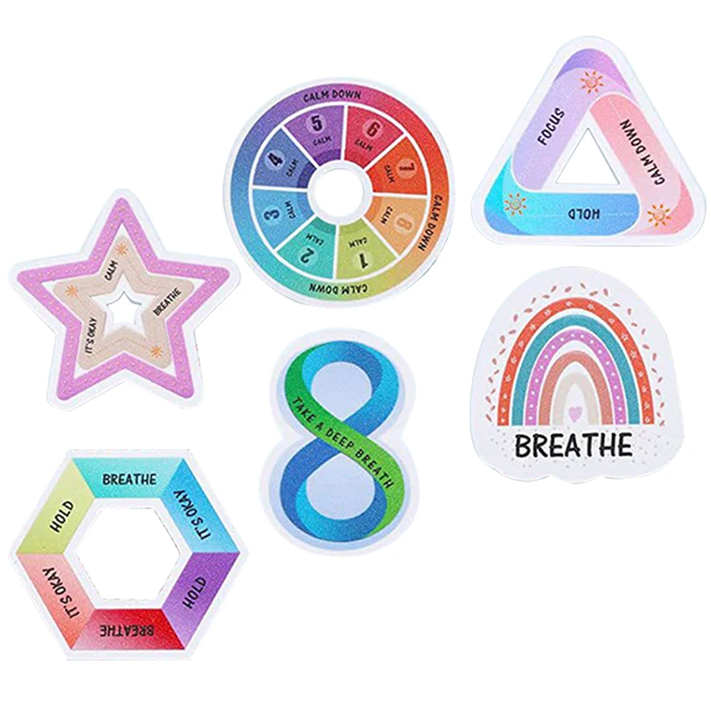 

6pcs Textured Sensory Stickers Stress Relief Adhesive Decals For Phone Back Desktop Reusable Bright Colored Plastic