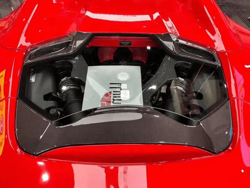 Flying Wing Top Quality Transparent Glass Car Rear Hood Spatula Cover For The Ferrari 488 Gtb Capristo Style Carbon Fiber