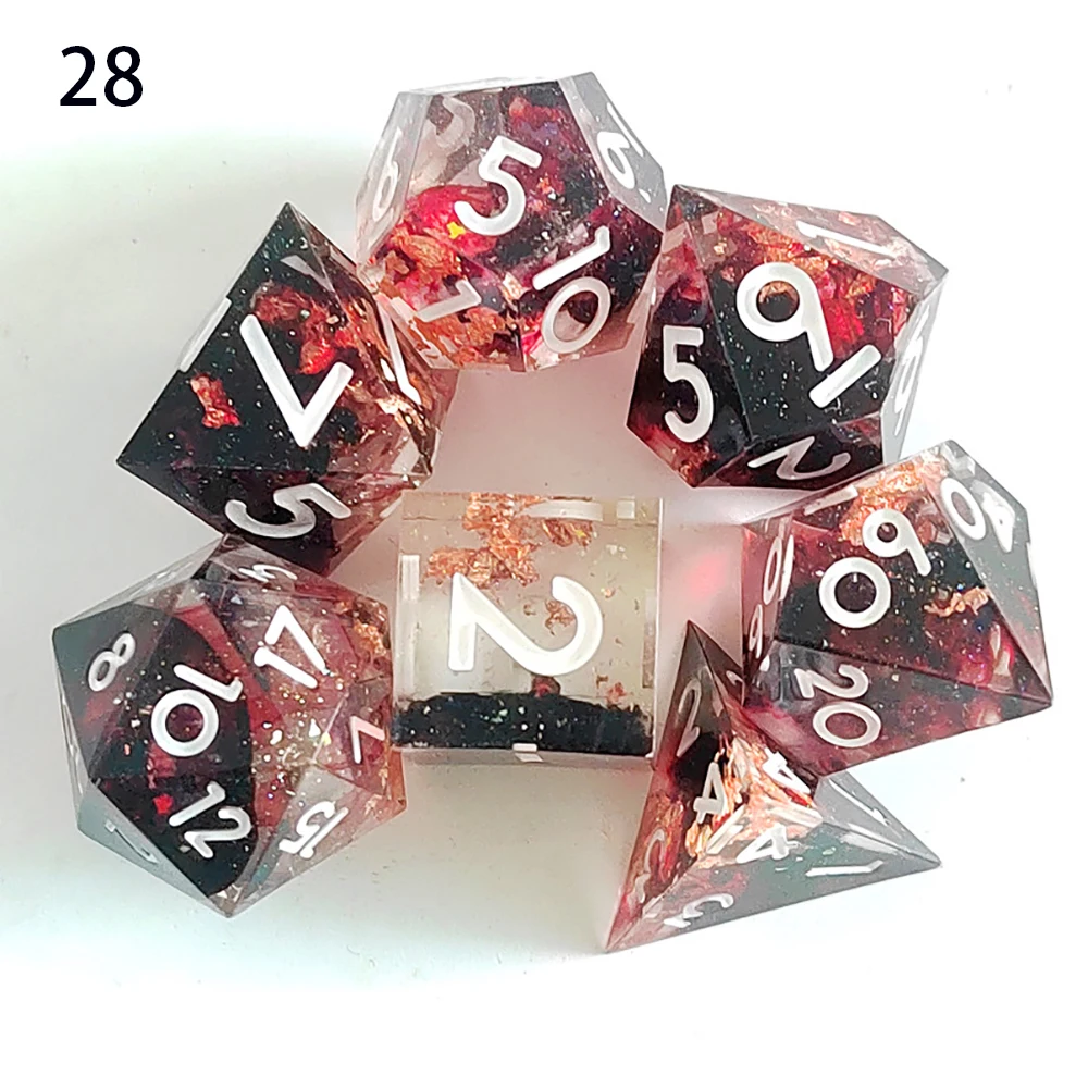 DND Resin Dice Sharp Edge Number Polyhedral Resin Dice D+D Dice Set For Dungeon and Dragon Pathfinder Role Playing Game(RPG)/MTG