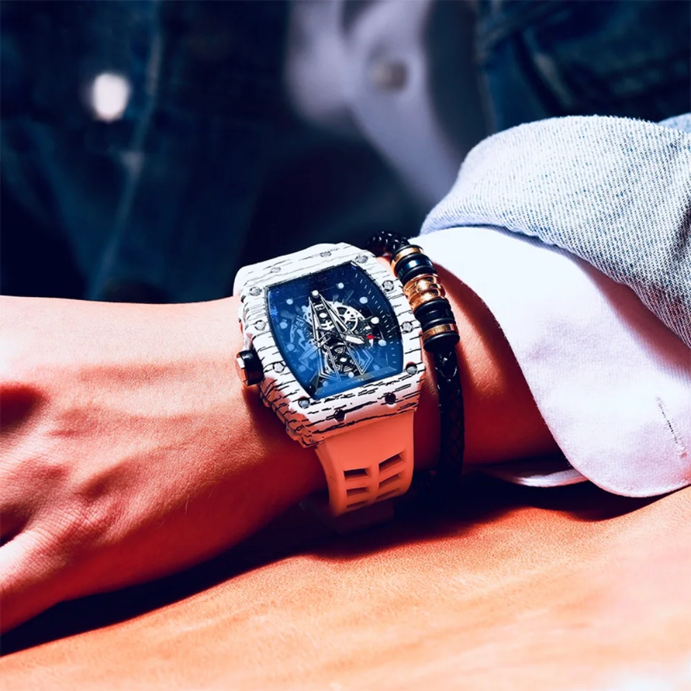 

Highly Popular Functional Men's Quartz Watch with a Unique Barrel-Shaped Design That Stands Out from the Crowd, Offering a Cool Visual Appeal. It Features a Non-Slip, Comfortable Sports Silicone Strap That Is Durable and Suitable for Students, Trendy Men,