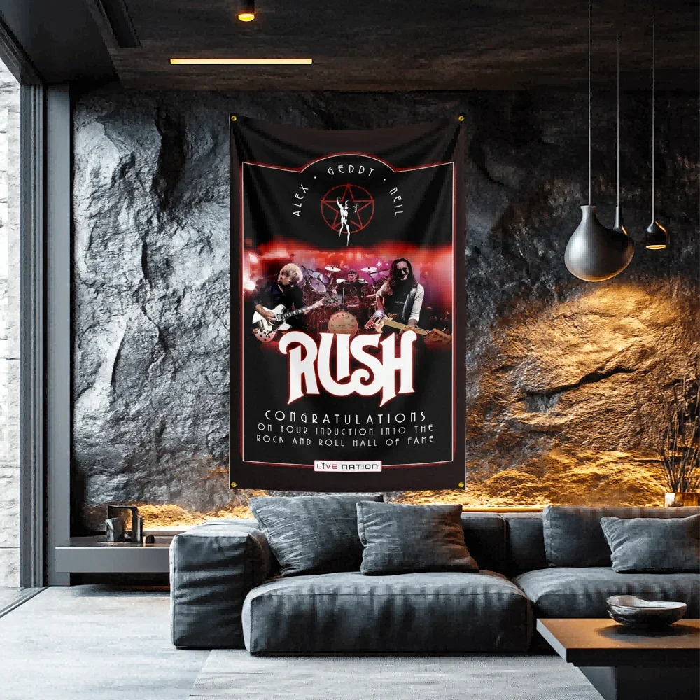 Rush Inspired Rock Band Flag  Polyester Banner For Man Cave Wall Decor Music Fan Gift