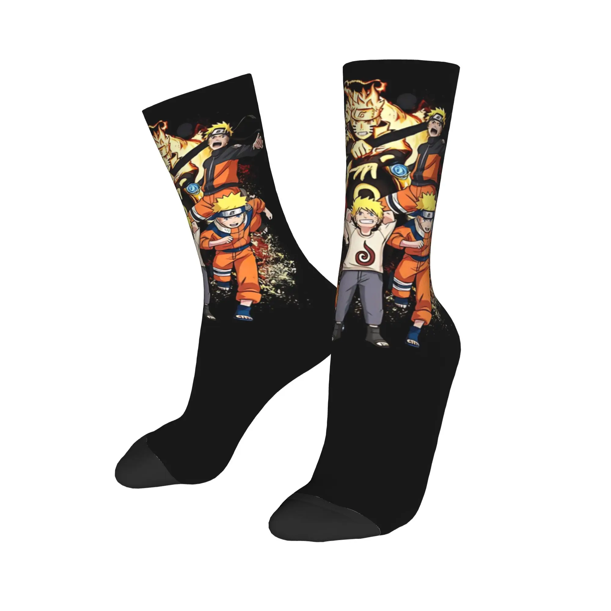 Funny Sock Bandai NARUTO All Ages  Rock Seamless Pattern Printed Men Crew Socks Novelty Men's Socks
